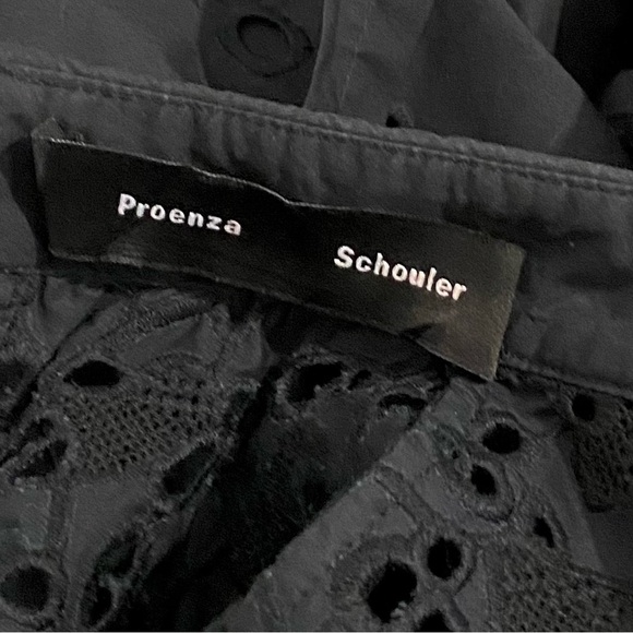 PROENZA Schouler Embroidered Button Down Blouse Cut Out Tie Back Tunic Coastal - Picture 10 of 14